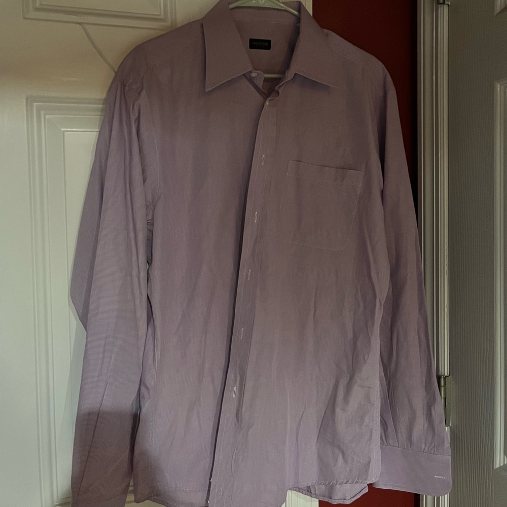 VALENTINO ROMA Button Down Mens Shirt Size 43/17 XL  EUC purple luxury